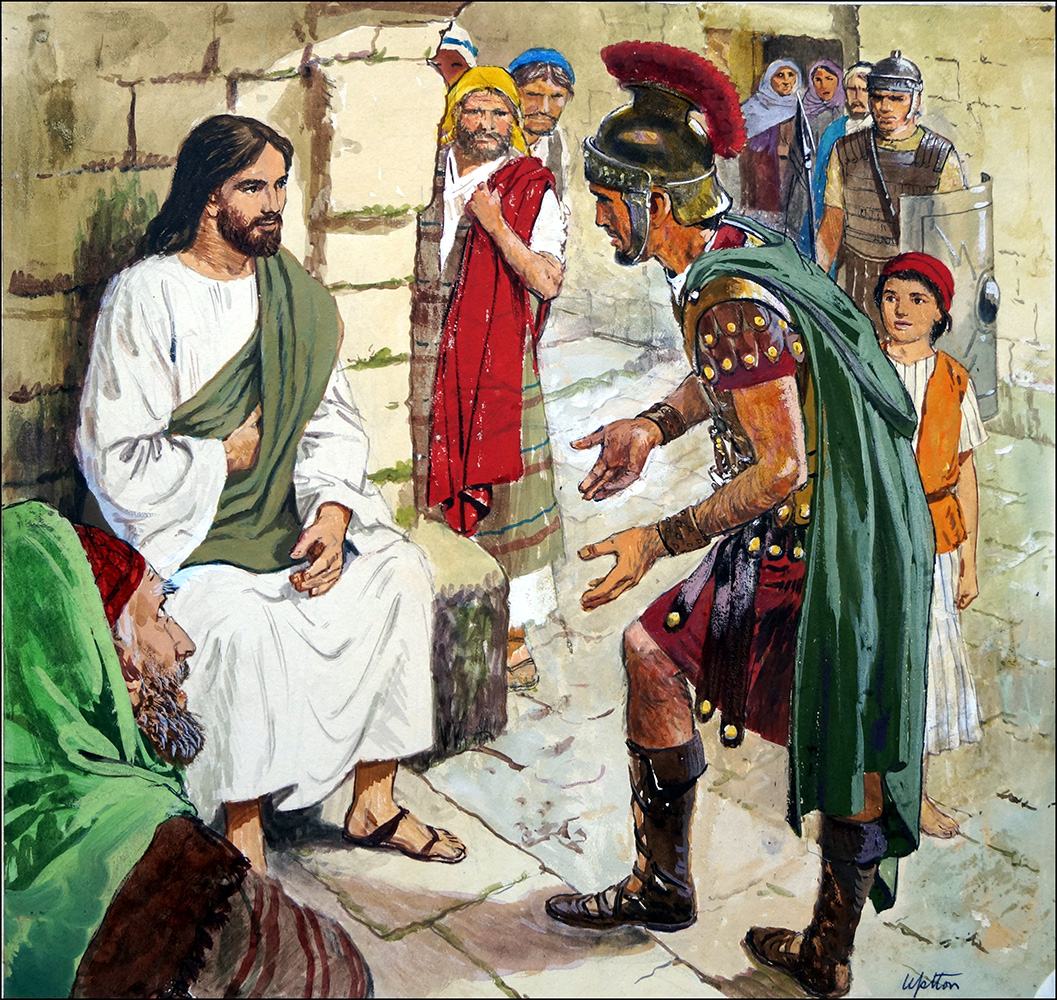 Jesus and the Roman Centurion (Original) (Signed) art by The Bible (Uptton) at The Illustration Art Gallery