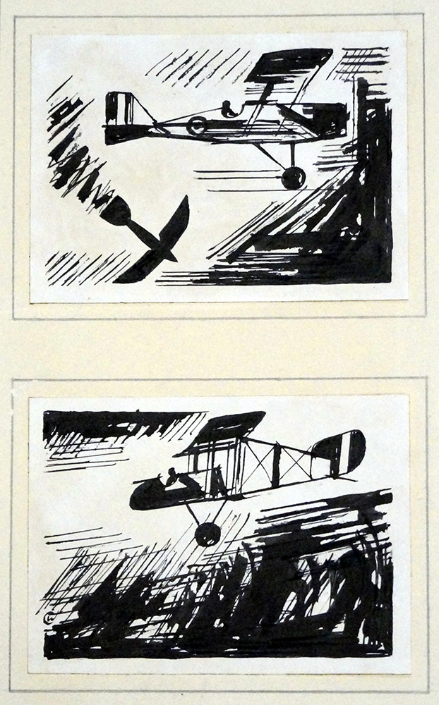 Two Aeroplane Sketches (Original) art by Charles Clixby Watson Art at The Illustration Art Gallery