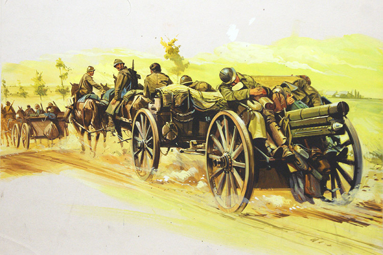 Belgian Retreat in 1940 (Original) by Gerry Wood Art at The Illustration Art Gallery