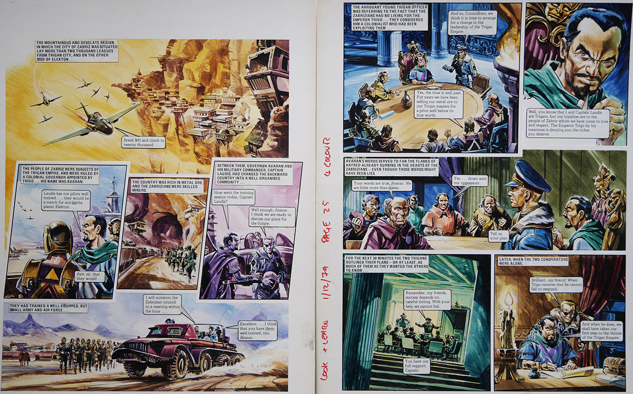 Plotting in Zabriz from 'More Trouble in Zabriz' (TWO pages) (Originals) art by The Trigan Empire (Gerry Wood) at The Illustration Art Gallery
