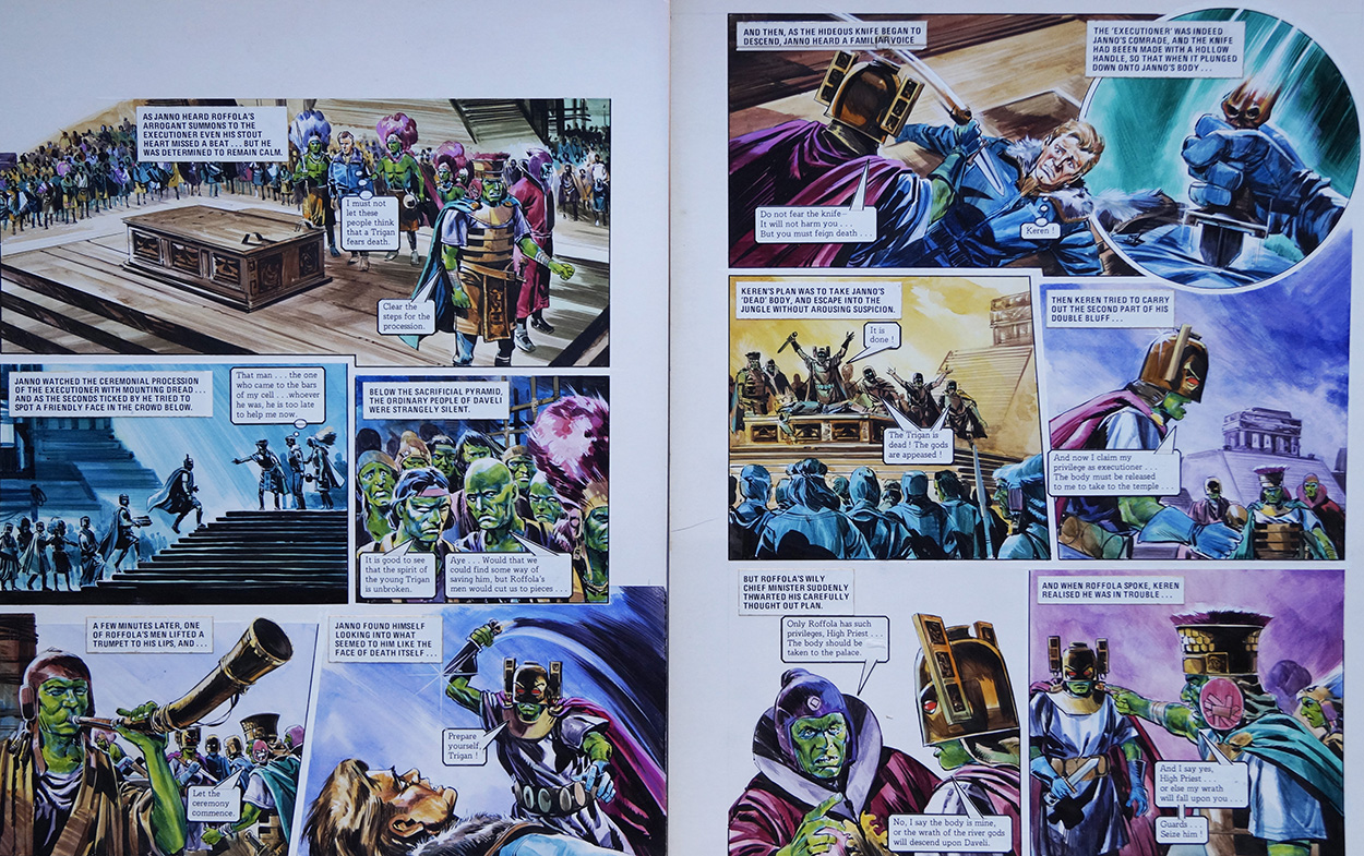 Janno's Sacrifice from 'Civil War in Daveli' (TWO pages) (Originals) art by The Trigan Empire (Gerry Wood) at The Illustration Art Gallery