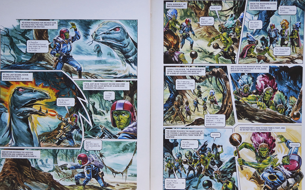 Keren and The Repullus from 'Civil War in Daveli' (TWO pages) (Originals) art by The Trigan Empire (Gerry Wood) at The Illustration Art Gallery