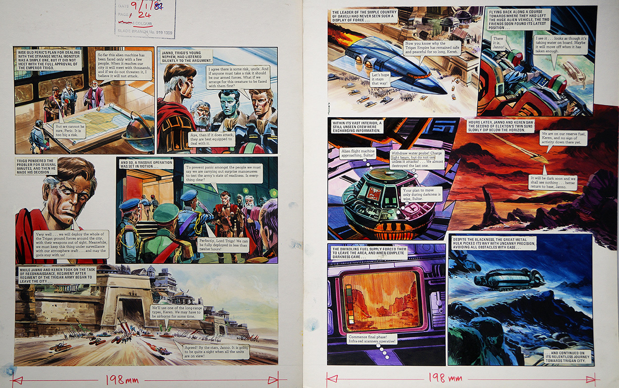 Show of Force from 'The Metal Monster' (TWO pages) (Originals) (Signed) art by The Trigan Empire (Gerry Wood) at The Illustration Art Gallery