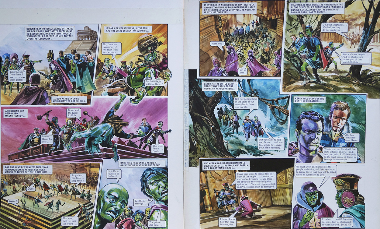 Desperate Move from 'Civil War in Daveli' (TWO pages) (Originals) art by The Trigan Empire (Gerry Wood) at The Illustration Art Gallery