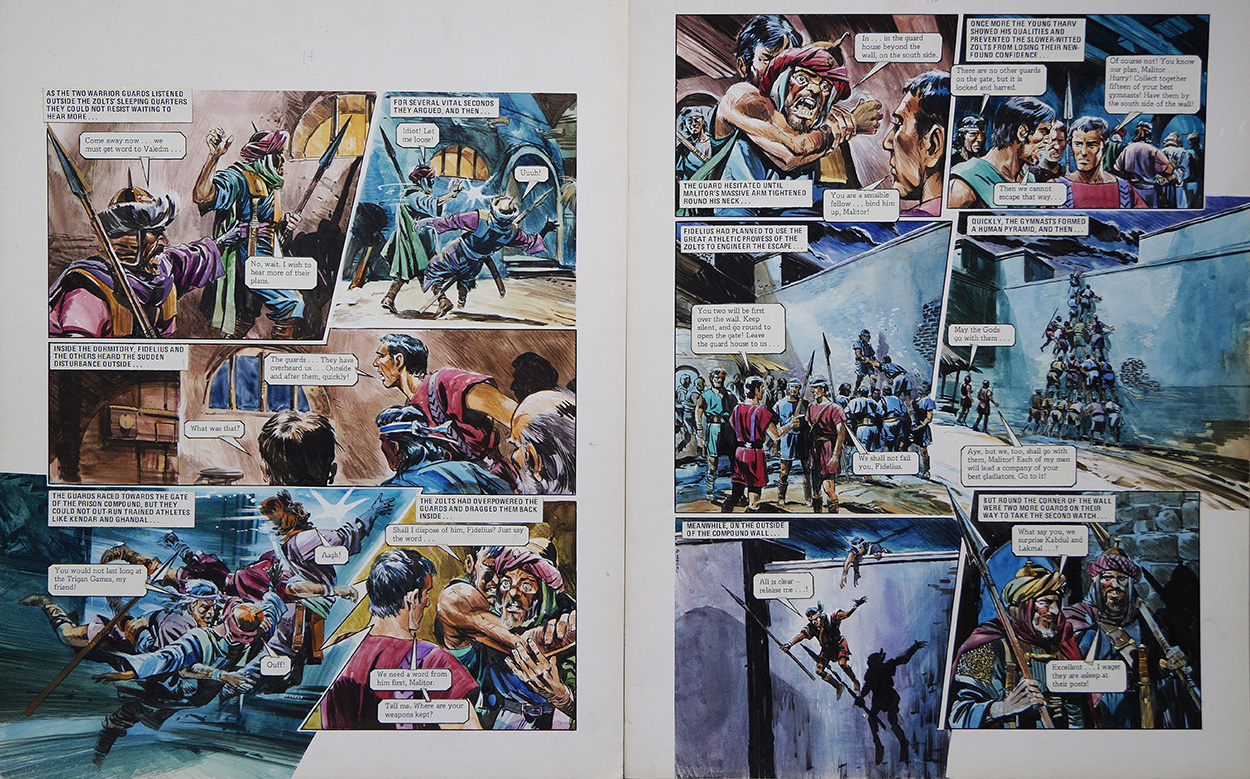 The Zolts Escape from 'War of The Zolts' (TWO pages) (Originals) (Signed) art by The Trigan Empire (Gerry Wood) at The Illustration Art Gallery
