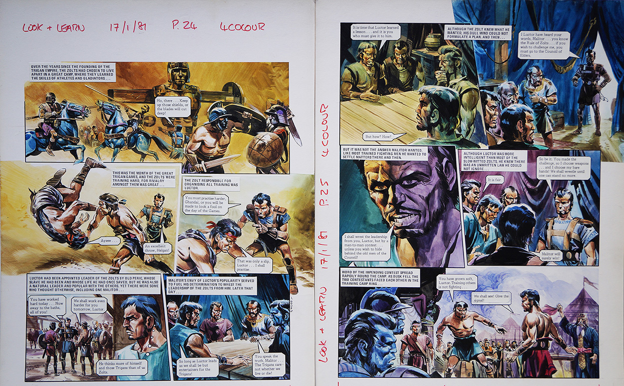 The Challenge from 'The War of The Zolts' (TWO pages) (Originals) (Signed) art by The Trigan Empire (Gerry Wood) at The Illustration Art Gallery