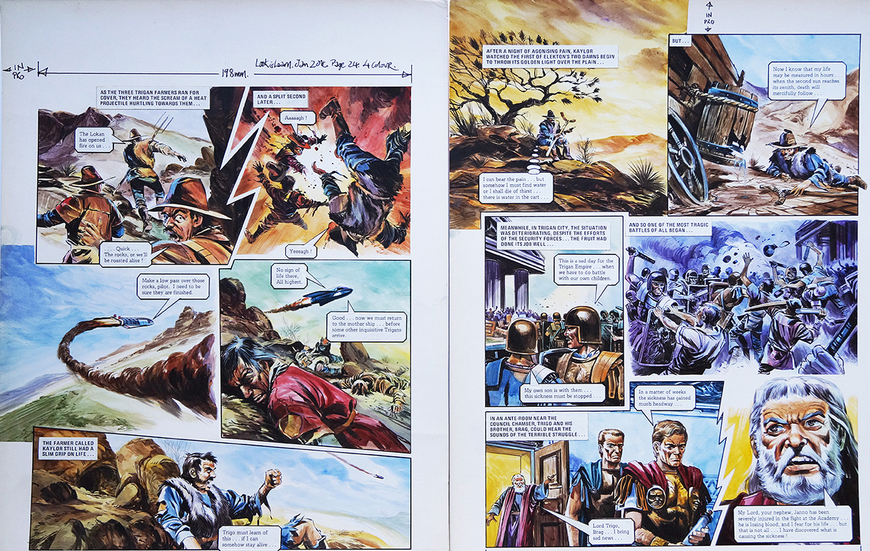 Kaylor's Plight from 'The Poisoning of Trigan's Youth' (TWO pages) (Originals) art by The Trigan Empire (Gerry Wood) at The Illustration Art Gallery