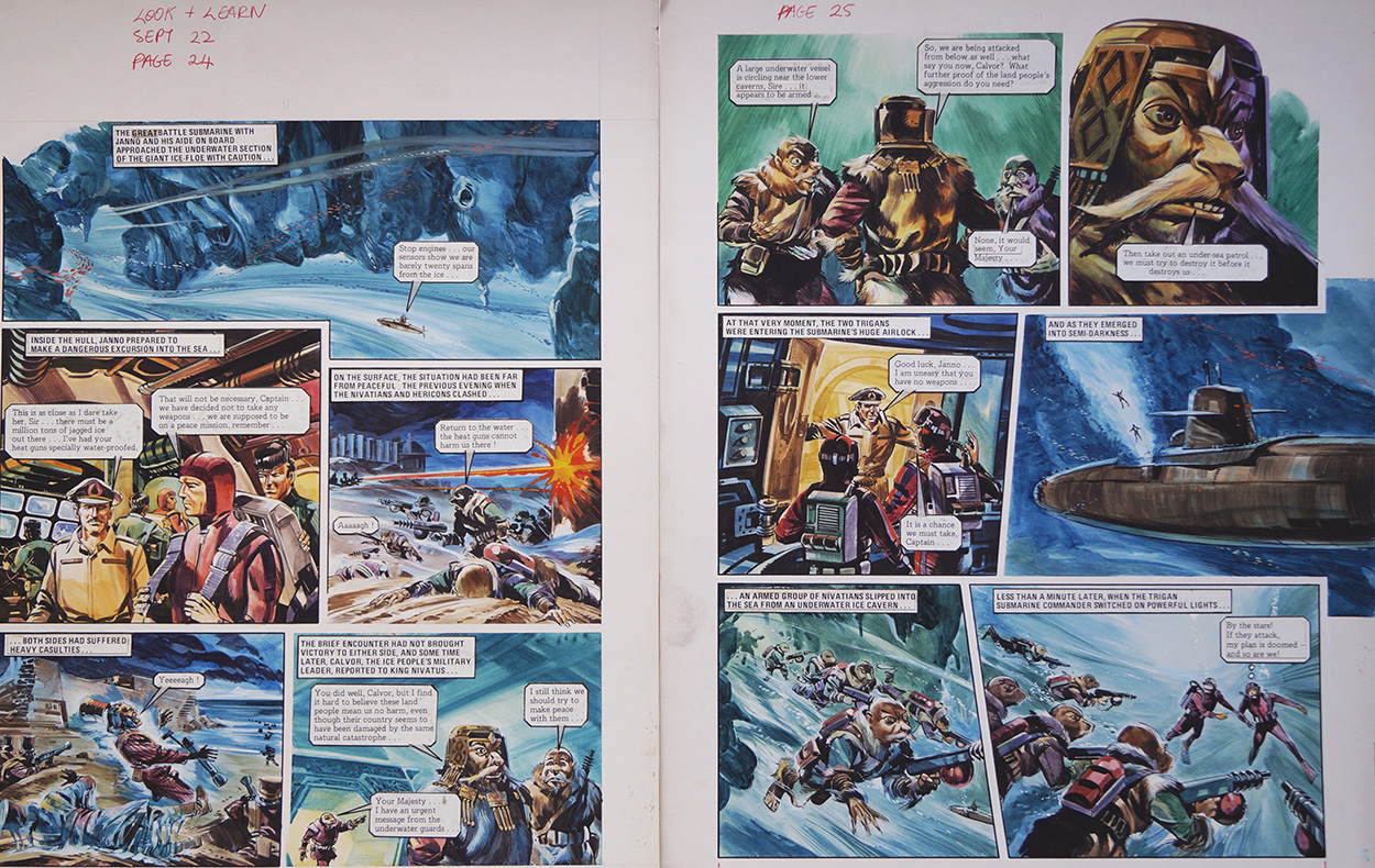 Nivatian Capture from 'The Hericon/Nivatian Conflict' (TWO pages) (Originals) art by The Trigan Empire (Gerry Wood) at The Illustration Art Gallery