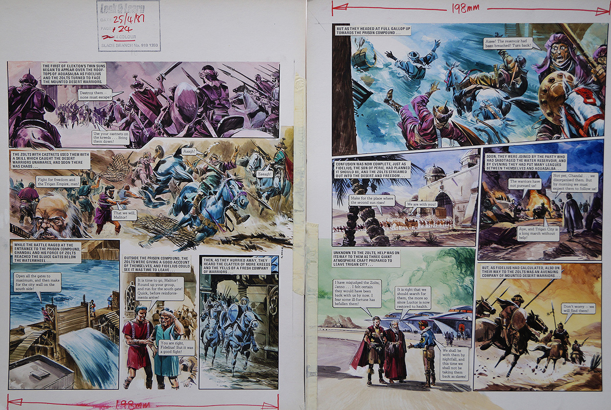 The Sluice Gate from 'The War of the Zolts' (TWO pages) (Originals) (Signed) art by The Trigan Empire (Gerry Wood) at The Illustration Art Gallery