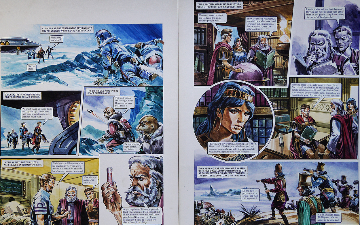 Rescue from 'The Hericon/Navitian Conflict' (TWO pages) (Originals) art by The Trigan Empire (Gerry Wood) at The Illustration Art Gallery
