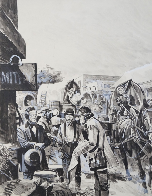 Mormons on the Trail West (Original) (Signed) by Gerry Wood Art at The Illustration Art Gallery