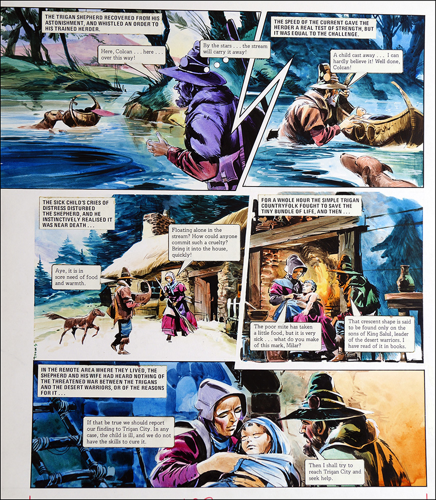 Trigan Empire: Mercy Mission (10 April 1982) (TWO pages) (Originals) art by The Trigan Empire (Gerry Wood) at The Illustration Art Gallery