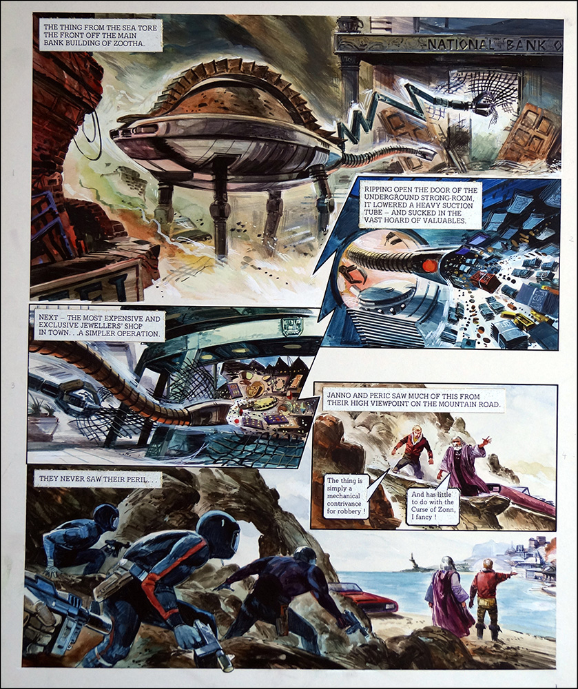 Trigan Empire: Bank Robbery (TWO pages) (Originals) art by The Trigan Empire (Gerry Wood) at The Illustration Art Gallery