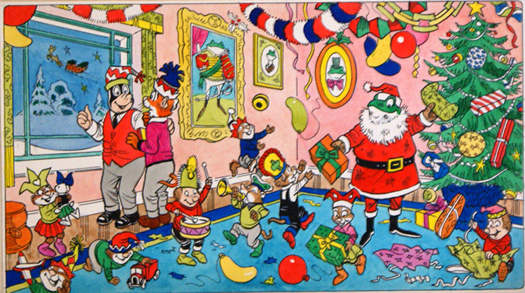 Mr Toad's Christmas Party (Original) by Wind in the Willows (Woolcock) at The Illustration Art Gallery