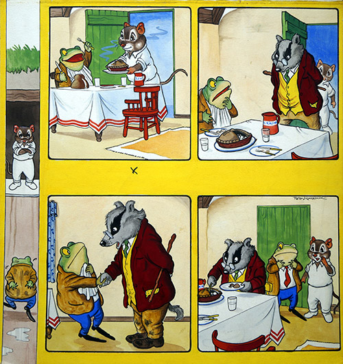 The Wind In The Willows: Mr Toad's Dinner (Original) (Signed) by Wind in the Willows (Woolcock) at The Illustration Art Gallery