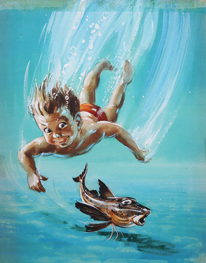Willie Underwater (Original) art by Wee Willie Winkie (Worsley) at The Illustration Art Gallery