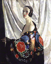 Self portrait by Doris Zinkeisten, showing exotic fabrics.